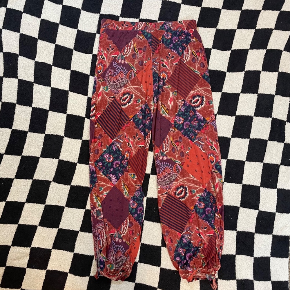Anthropologie Red & Purple Patchwork Lounge Pants - Picture 4 of 4